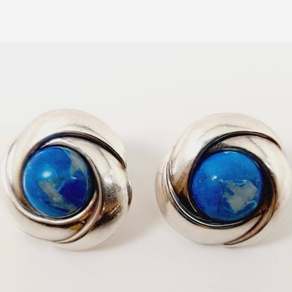 Vintage Jewelry - Vintage Sterling Silver Round Earrings